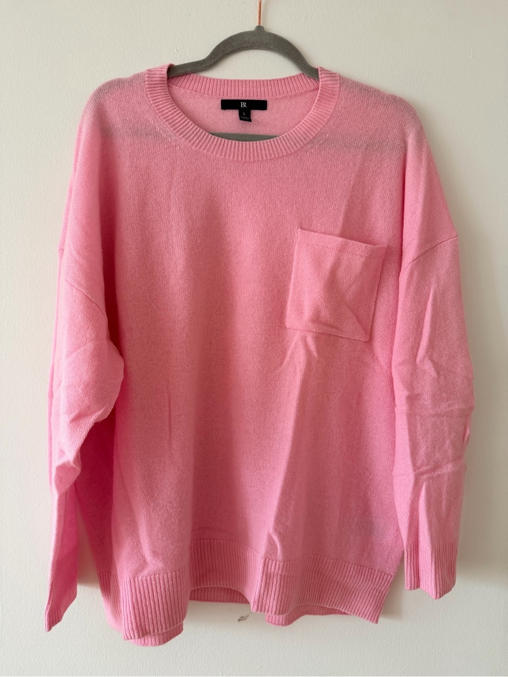 Banana Republic Pink Crewneck Cashmere Sweater with Chest Pocket
